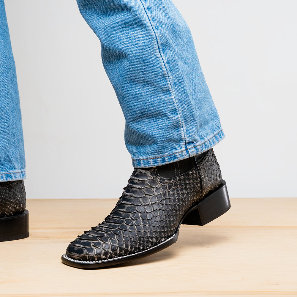 Missouri Stone White Python Cowboy Boot with square toe design