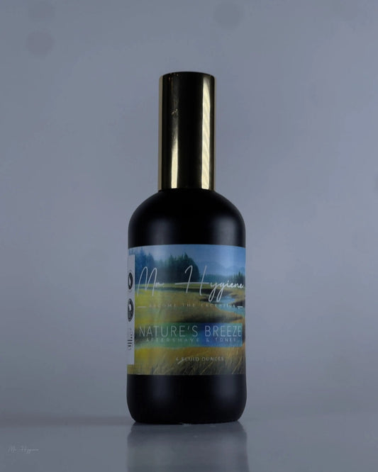 Nature's Breeze All Natural Aftershave bottle for soothing and hydrating skin post-shave.