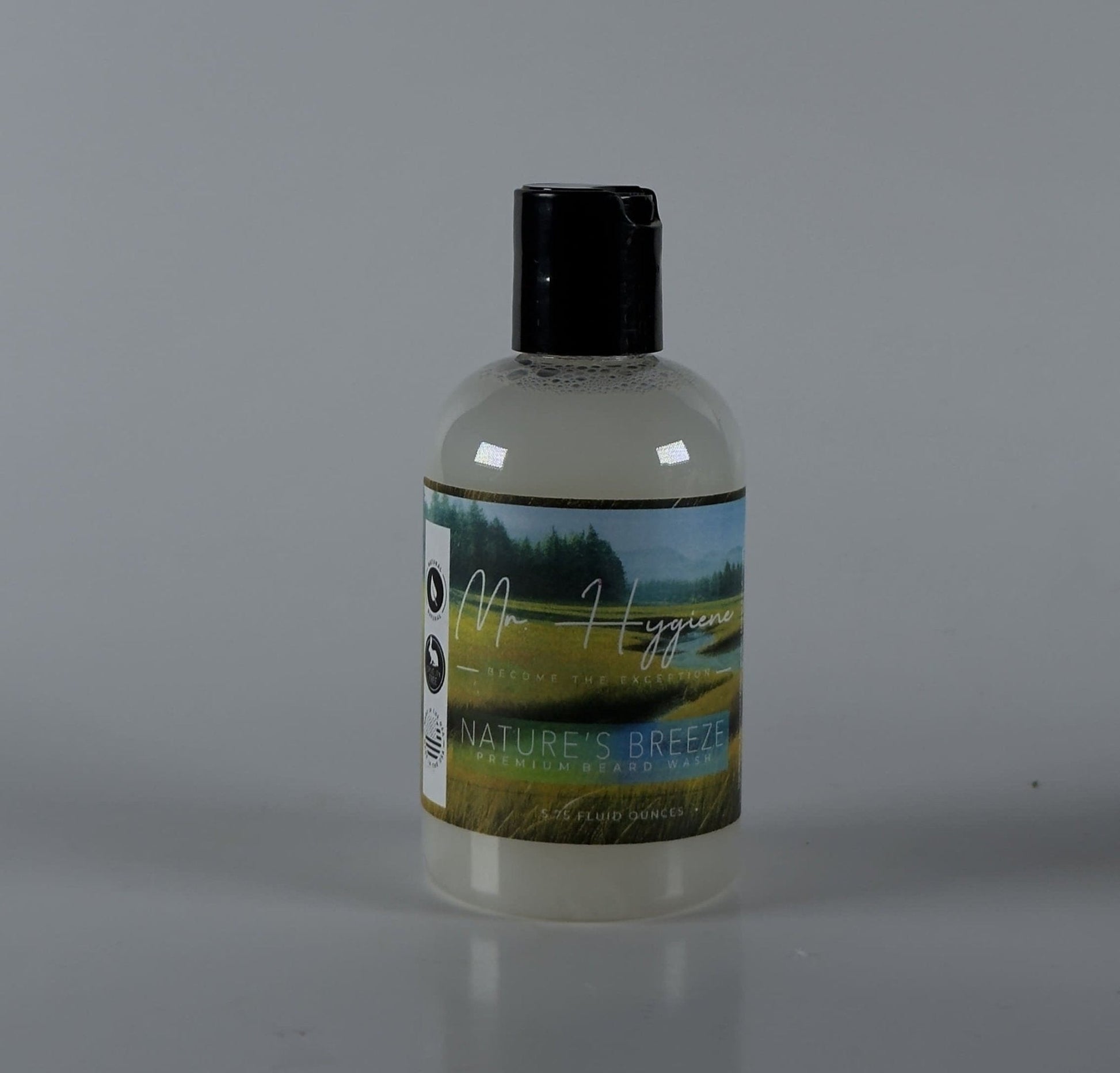 Bottle of Nature's Breeze Organic Beard Wash providing deep clean and hydration for beards