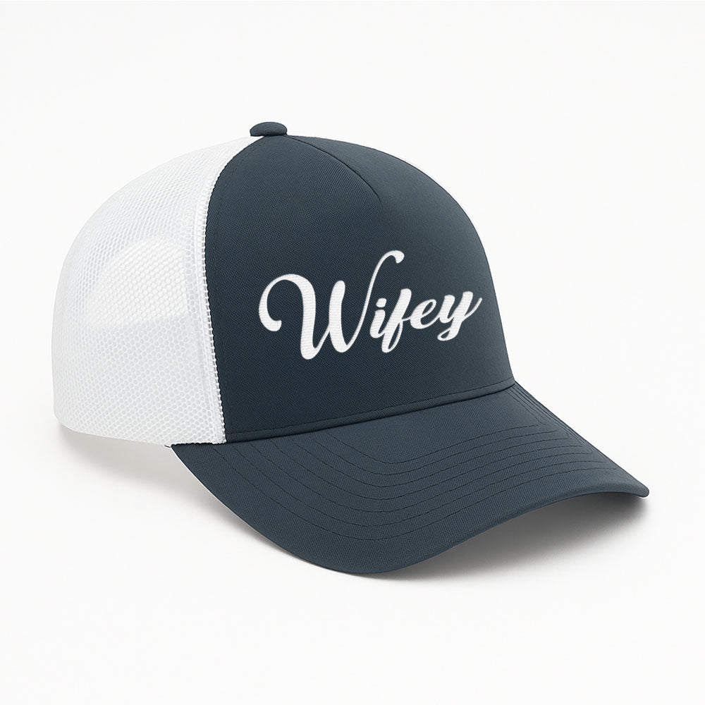 Embroidered Wifey Trucker Hat – Classic Mesh Cap for Wedding or Anniversary