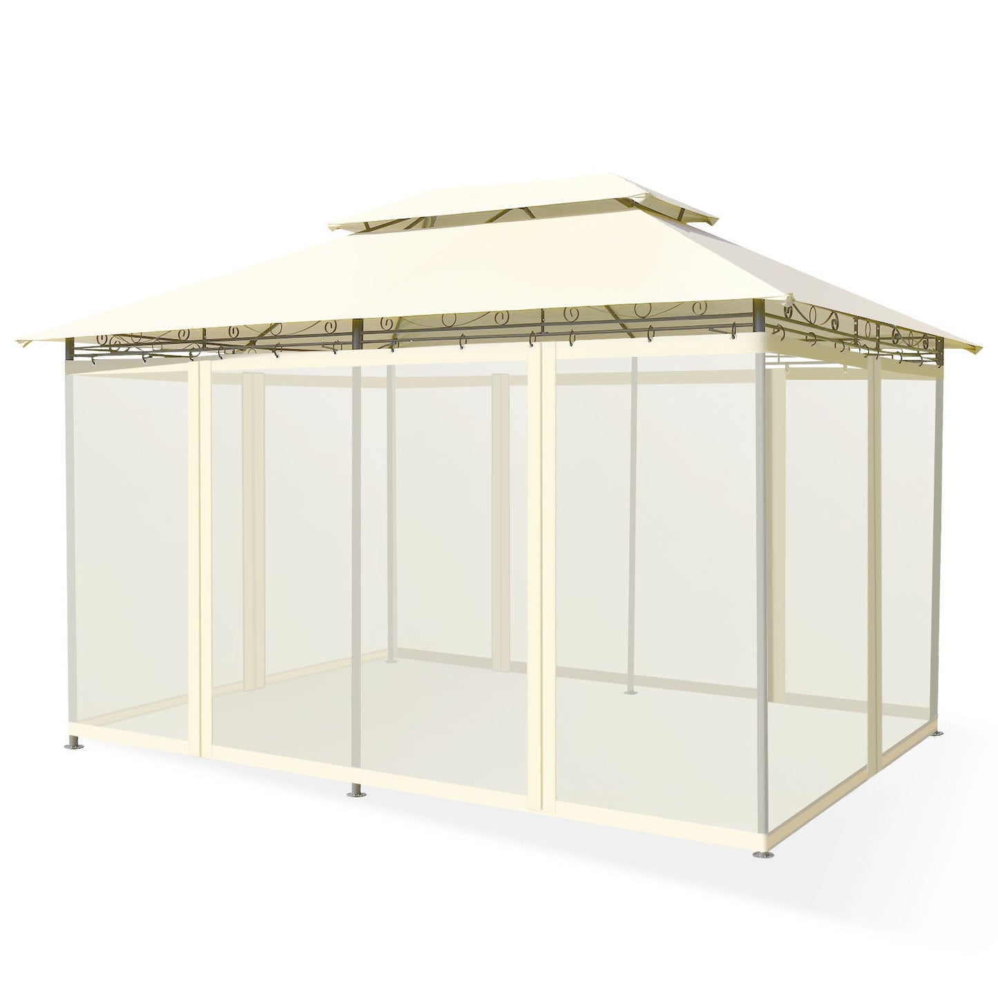 10 Feet x 13 Feet Tent Canopy Shelter with Removable Netting Sidewall-Beige, gazebo with sun-protected polyester fabric and steel frame.