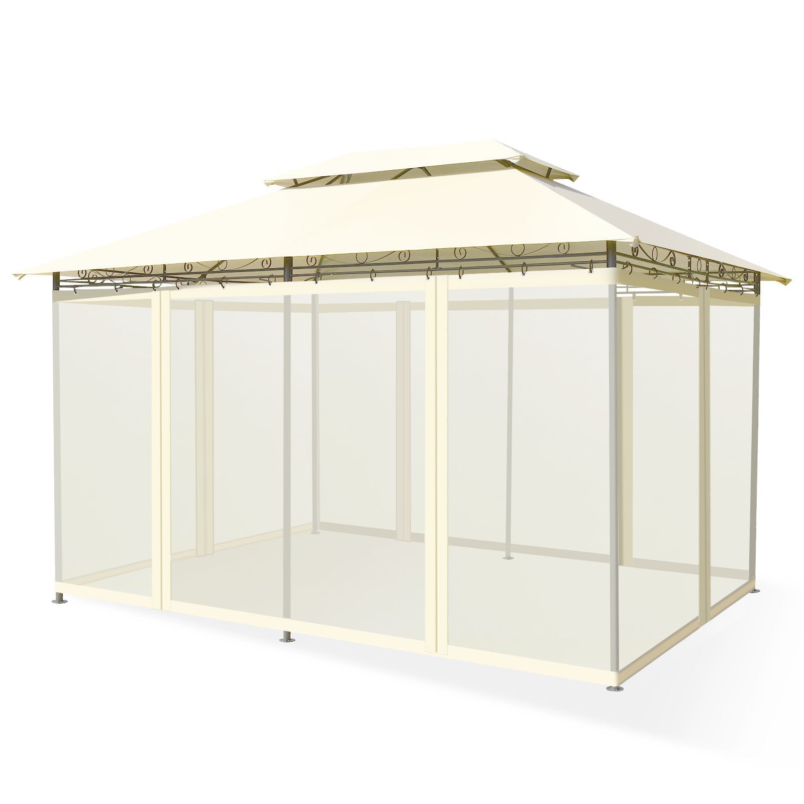 10 Feet x 13 Feet Tent Canopy Shelter with Removable Netting Sidewall-Beige, gazebo with sun-protected polyester fabric and steel frame.