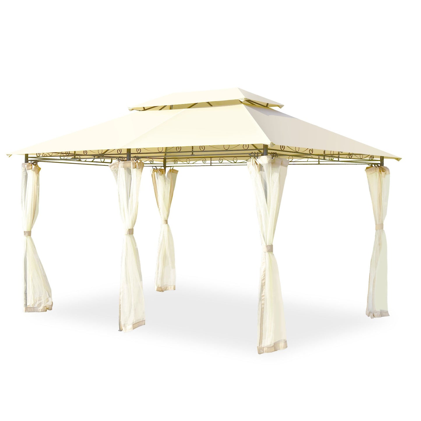10 Feet x 13 Feet Tent Canopy Shelter with Removable Netting Sidewall-Beige for outdoor gatherings