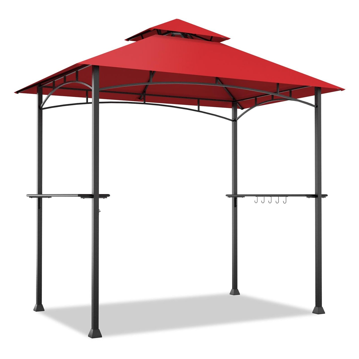 8 x 5 Feet Outdoor Barbecue Grill Gazebo Canopy Tent BBQ Shelter-Wine with double roof for ventilation, enhancing outdoor barbecue aesthetics.