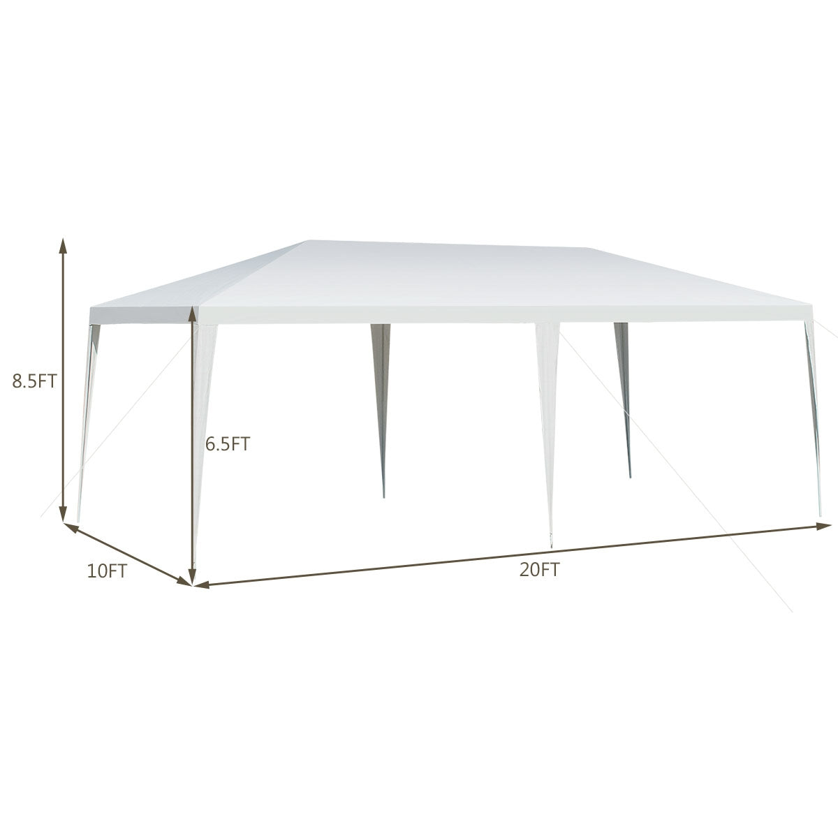 10 x 20 Feet Waterproof Canopy Tent with Tent Peg and Wind Rope; durable, weather-resistant, ideal for outdoor events.