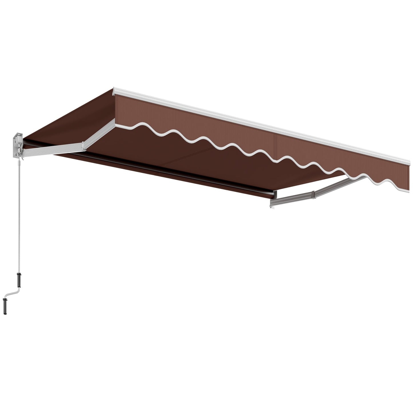 10 x 8.2 Feet Retractable Awning with Easy Opening Manual Crank Handle-Brown installed outdoors