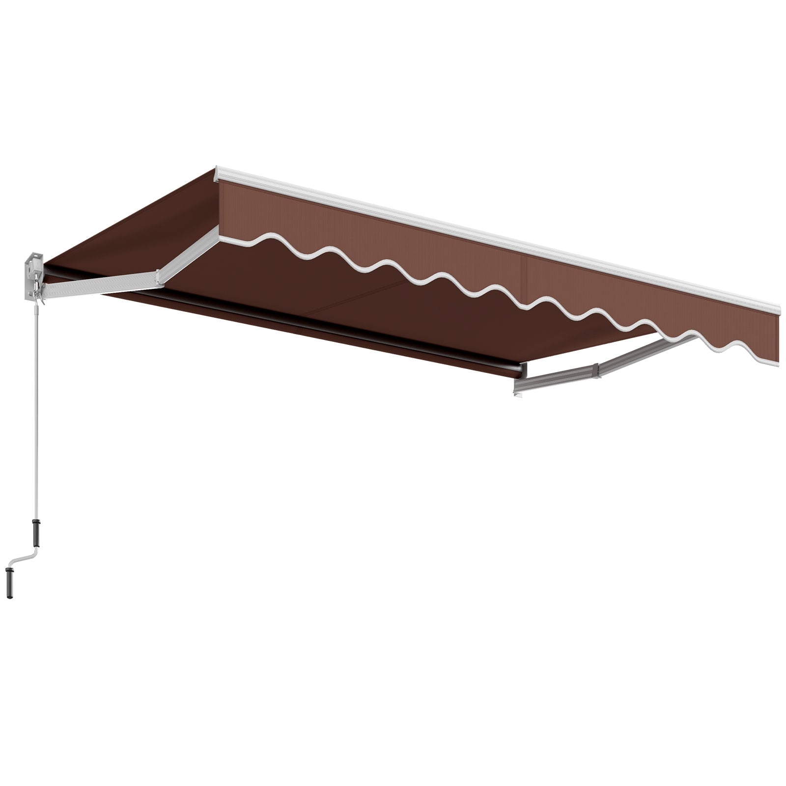 10 x 8.2 Feet Retractable Awning with Easy Opening Manual Crank Handle-Brown installed outdoors
