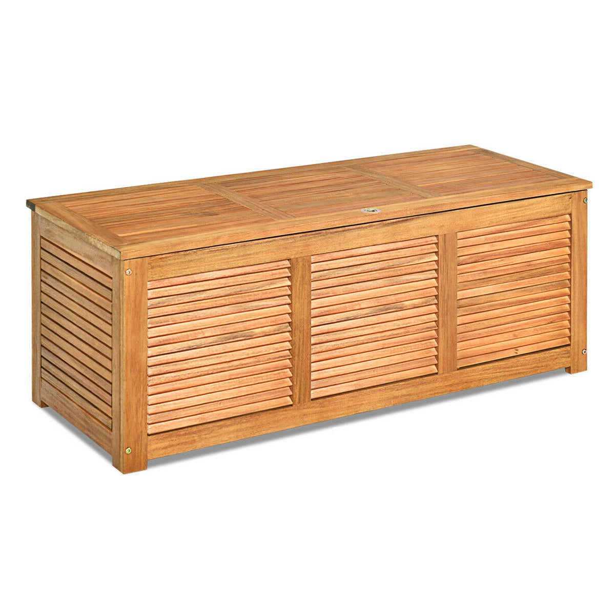46 Gallon Acacia Wood Storage Bench Box for Patio Garden Deck with flip-top lid and ample storage space