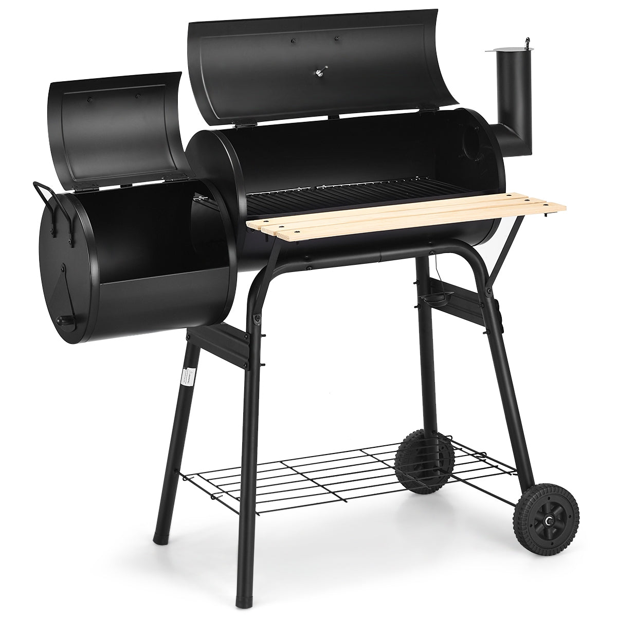 Heavy duty Outdoor BBQ Grill Barbecue Pit Patio Cooker with steel firebox and side shelf for outdoor cooking