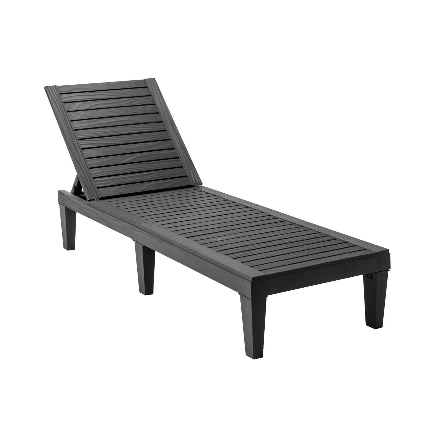 Outdoor Recliner Chair with 5-Position Adjustable Backrest-Black, showing sturdy design and ventilated surface for patio use.