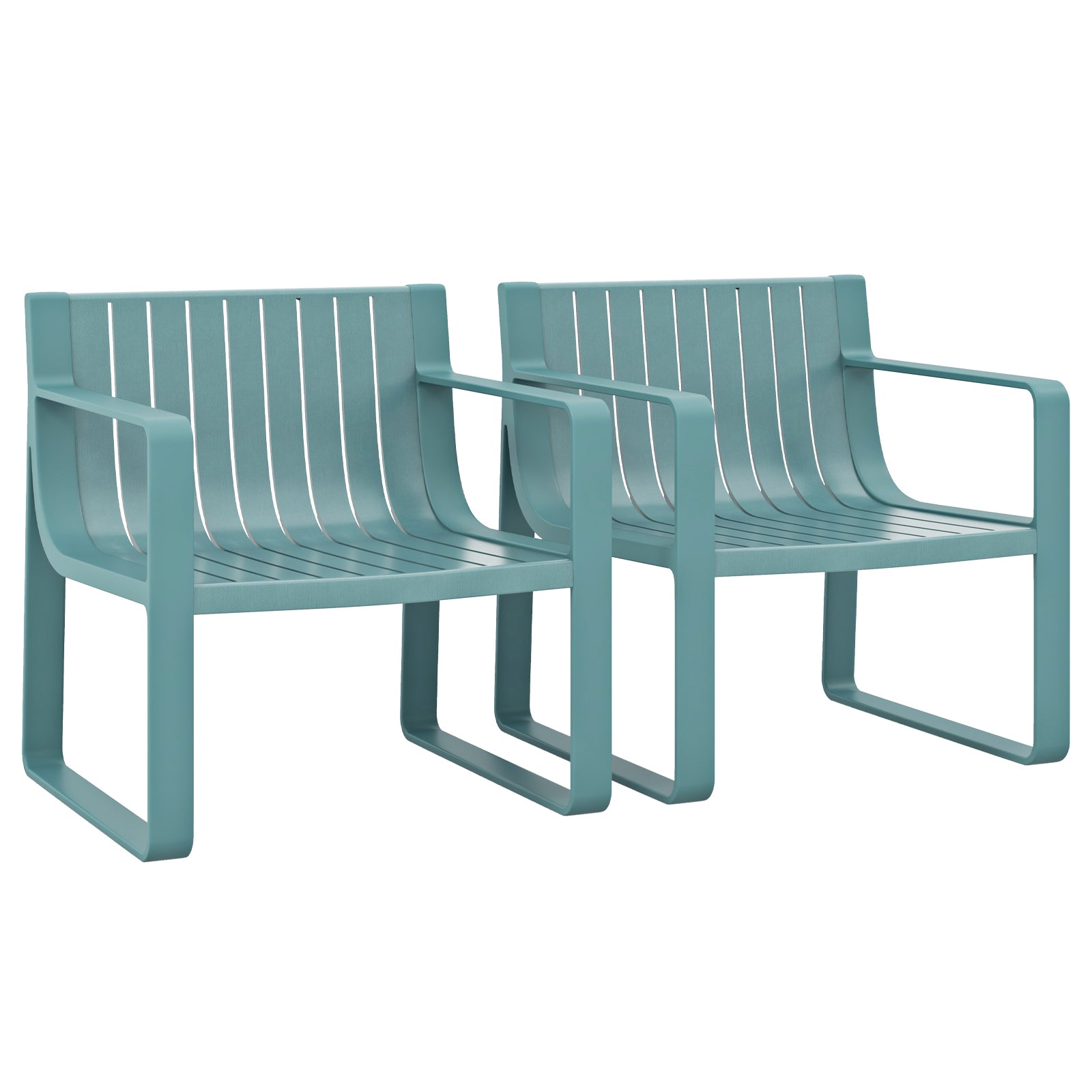 Patio Chairs Set of 2 with Curved Backrests and Seats-Blue, weather-resistant, ideal for outdoor use like backyard and poolside