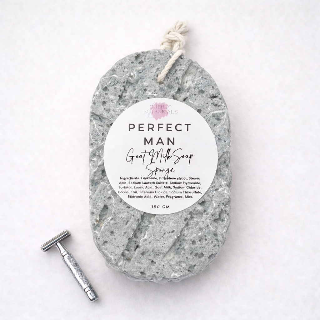 Goat Milk Soap Infused Sponge- The Perfect Man Scented - Lasts up to 6 weeks