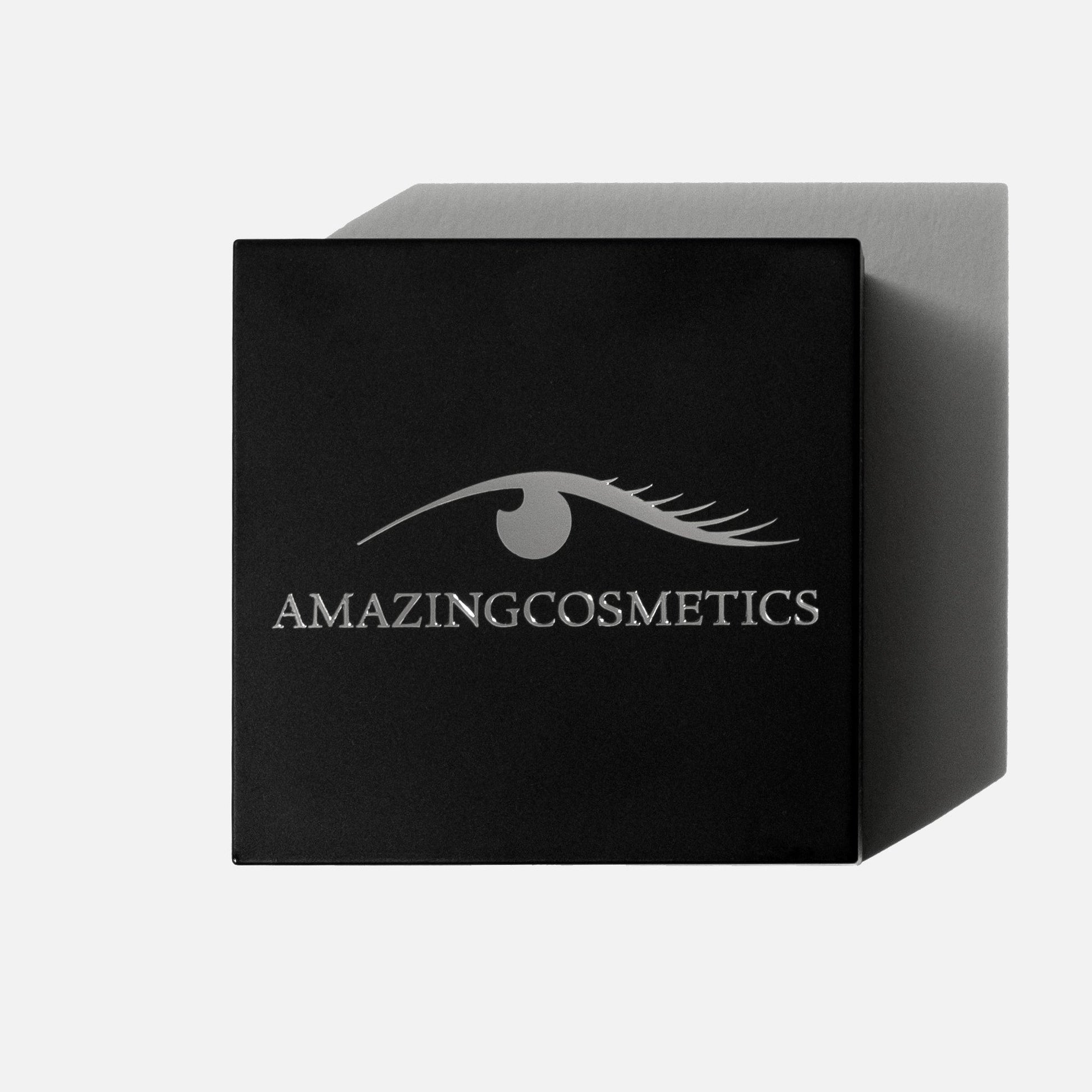 Black box with Amazing Cosmetics logo, containing Velvet Mineral Powderset, a translucent setting powder to blur pores and mattify skin.