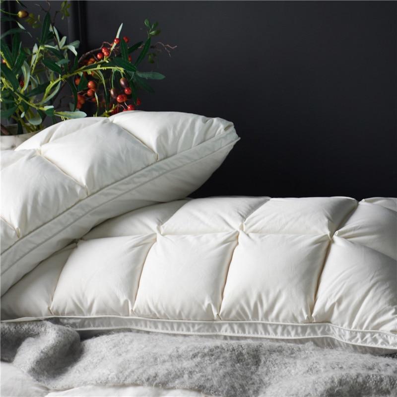 Giancarlo Goose Down Filling Pillows Set of 2 on bed with elegant cotton cover