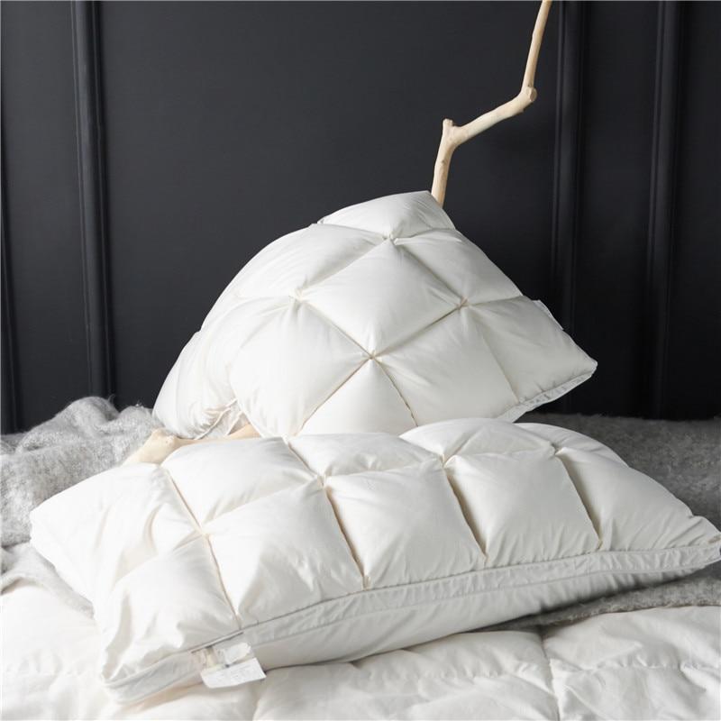 Giancarlo Goose Down Filling Pillows Set of 2 on bed showcasing luxury and comfort with memory therapy support.