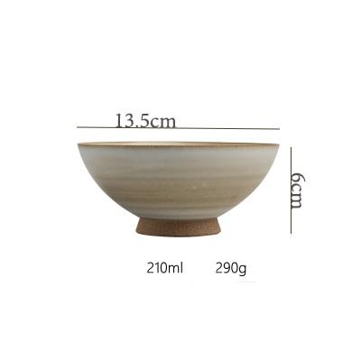 Hand-made Japanese Style Plates And Bowls - Ceramic bowl with dimensions, 13.5cm diameter, 6cm height, 210ml capacity, 290g weight.