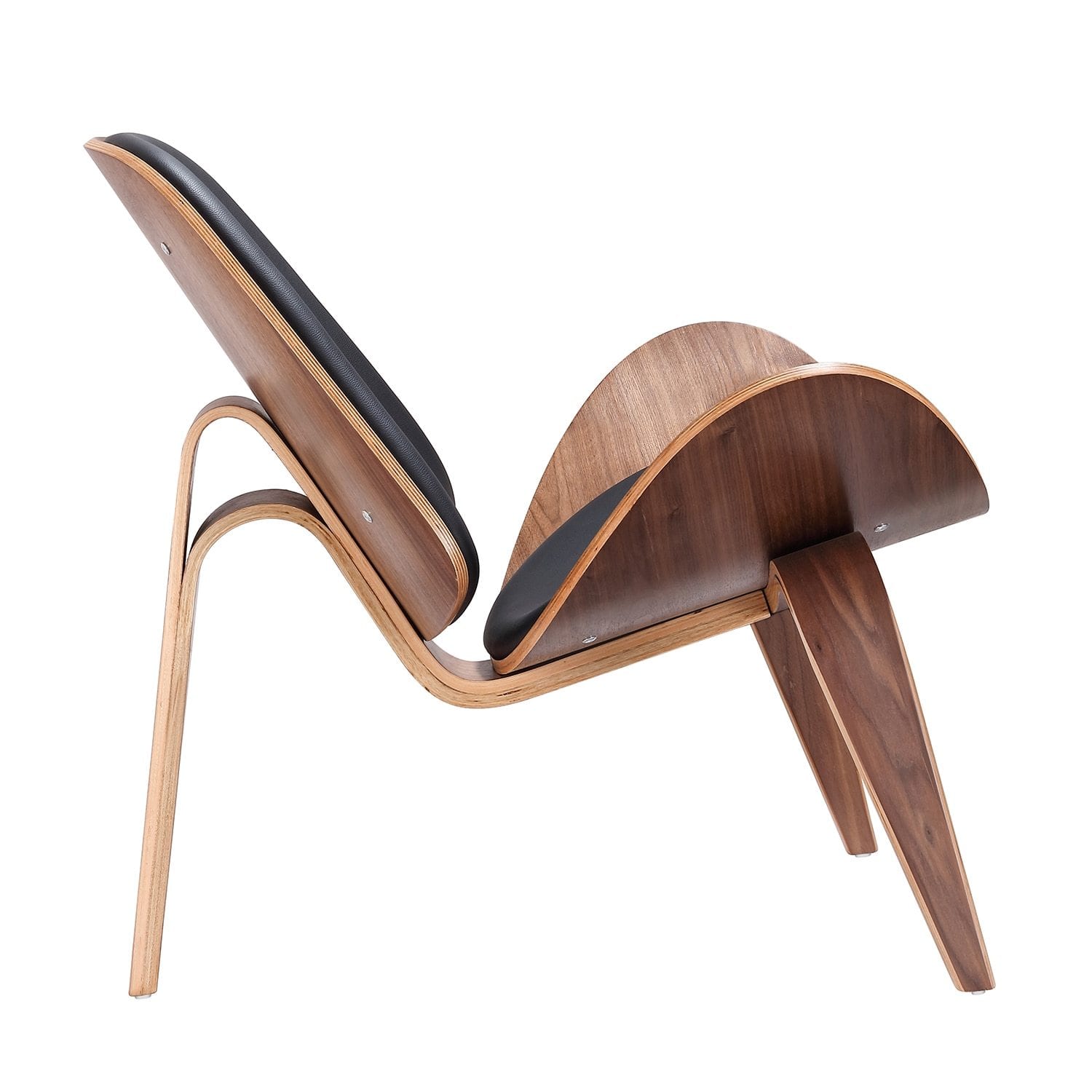 Vegan Leather Vigore Lounge Chair with hand-stitched cushions and elegant curves in premium vegan leather upholstery, side view.