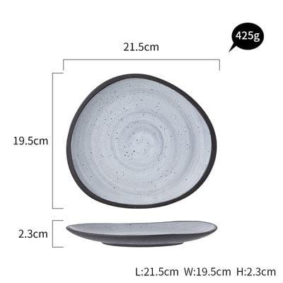 Dimensions and design of Lena Nordic Style Steak Plate And Coffee Set, featuring a round ceramic shape with solid pattern, 425g weight.