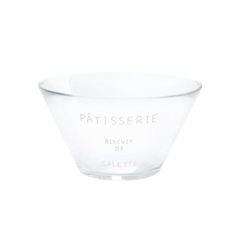 French Letter Glass Bowl with frosted glass finish and solid pattern, ideal for serving under 1L.