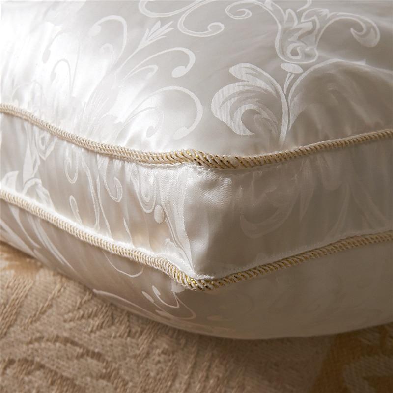 Close-up of Fabrizio Goose Down Pillow 100% Breathable with elegant texture, showcasing quality craftsmanship and luxurious comfort.