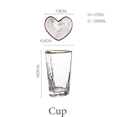 Heart-Shaped Bowl & Cup with measurements, not available