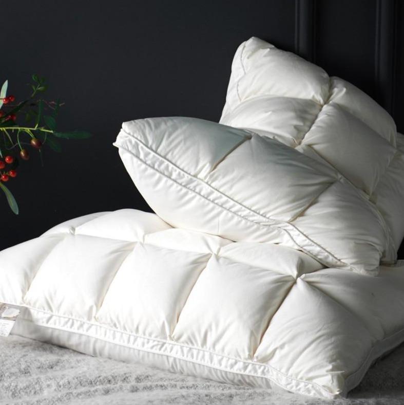 Giancarlo Goose Down Filling Pillows Set of 2 with memory therapy, luxury bedding essentials, 48cm x 74cm dimensions, 100% goose down.