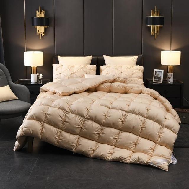 Giuseppina 1000 Thread Count Goose Down Comforter Duvet in elegant bedroom setting