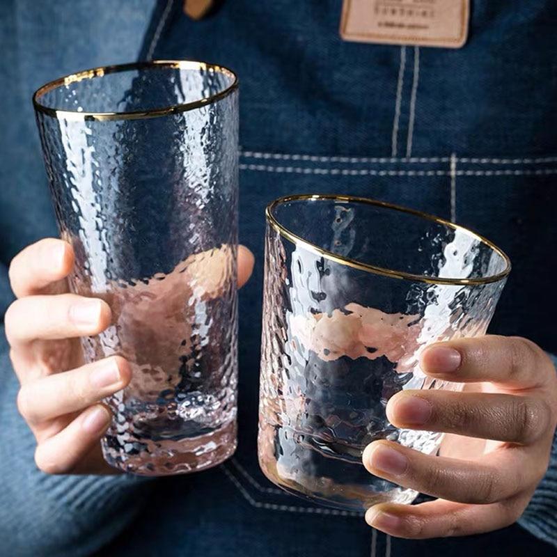 Golden Rim Clear Whiskey & Water Glass with eco-friendly, durable design for versatile use.