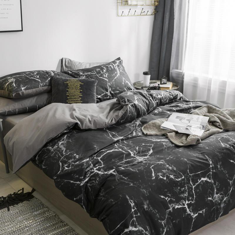 Elizabeth Nordic Duvet Cover Set 100% Cotton in black with Scandinavian style bedroom decor.