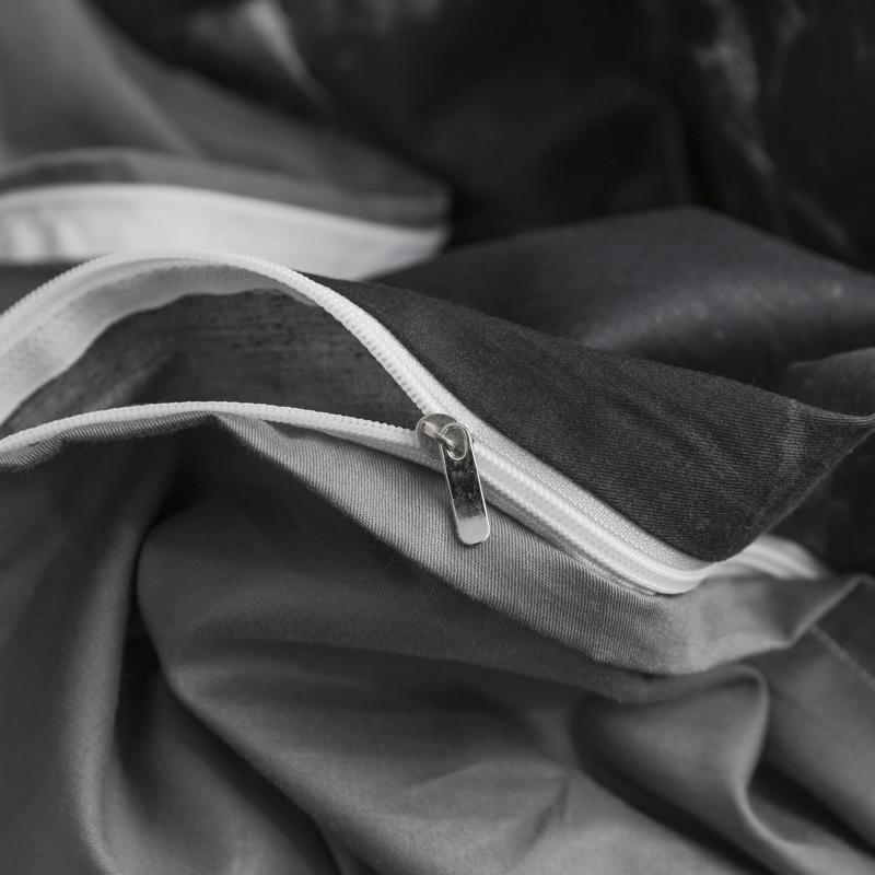 Close-up of Elizabeth Nordic Duvet Cover Set 100% Cotton showcasing high-quality fabric and elegant zipper detail in black.