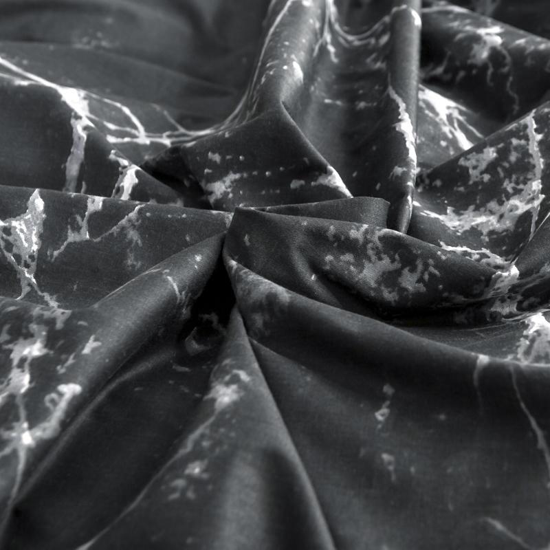 Black Elizabeth Nordic Duvet Cover Set 100% Cotton with marble pattern for elegant Scandinavian bedroom style.