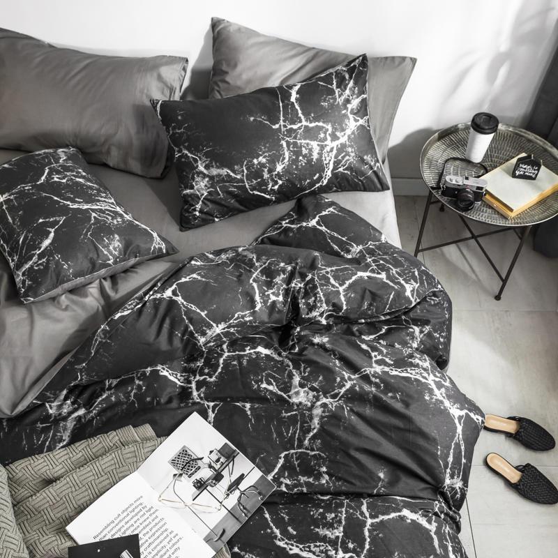 Elizabeth Nordic Duvet Cover Set 100% Cotton in black with Scandinavian style enhancing bedroom elegance and softness.