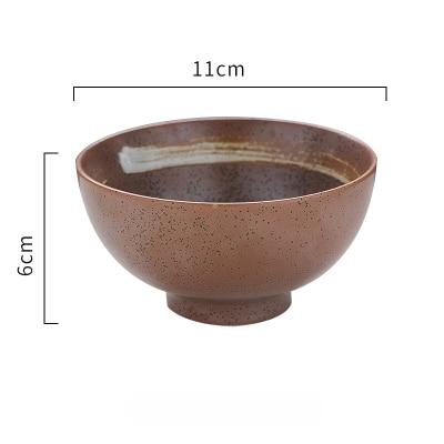 Modern Japanese Ceramic Bowls - Brown porcelain eco-friendly bowl featuring under glazed technique, 11cm diameter, 6cm height.