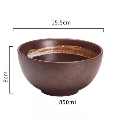 Modern Japanese Ceramic Bowls in porcelain, eco-friendly, 850ml capacity, 15.5cm diameter, with multiple certifications for quality.