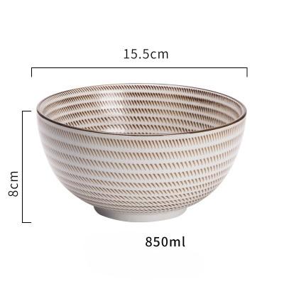 Modern Japanese Ceramic Bowls with 850ml capacity, eco-friendly porcelain design, under glazed, FDA and CE certified.