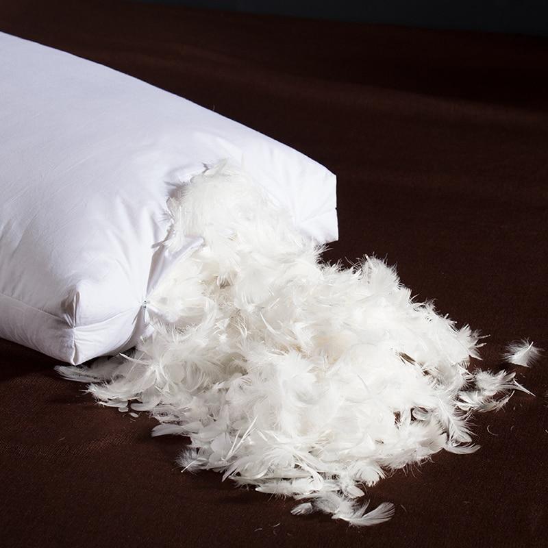 Giovanni Goose Down Pillows Cotton Made Set of 2 with goose down filling spilling out, perfect for a luxurious and modern bedroom.