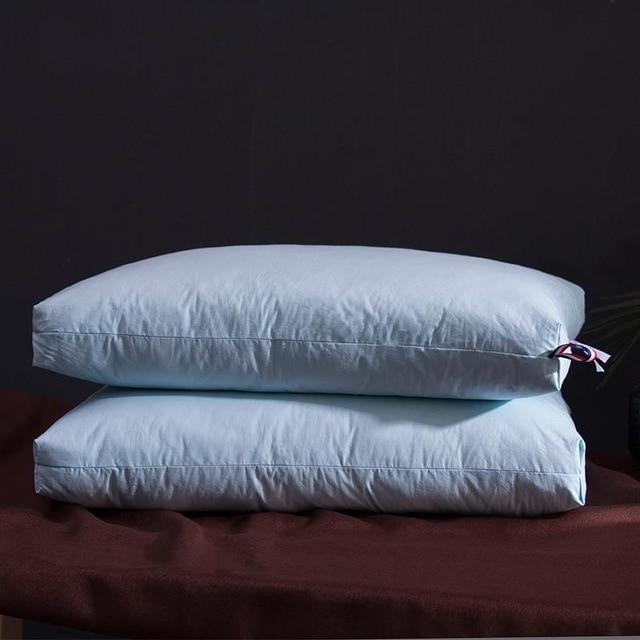 Giovanni Goose Down Pillows Cotton Made Set of 2 on dark bedding, filled with selected goose down for comfort and style.