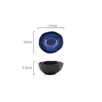 European Porcelain Deep Bowl with dark blue glaze, handmade and eco-friendly design, featuring unique variations in color and pattern.