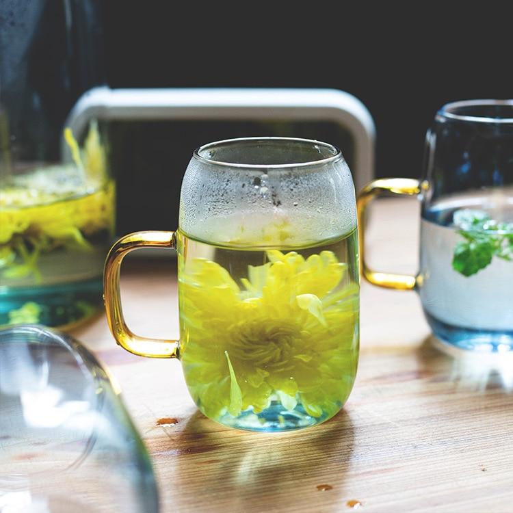 Colored Glass Carafe and Glass Set with transparent eco-friendly round glass design, perfect drinkware for any setting.