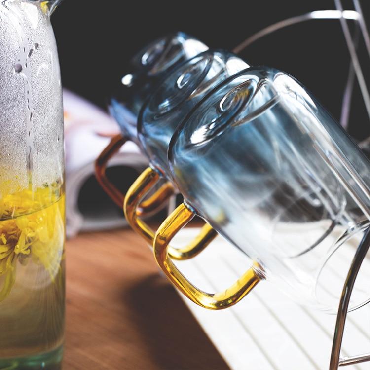 Colored Glass Carafe and Glass Set featuring transparent, eco-friendly round glass drinkware