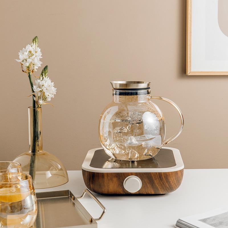 Luxury Nordic Drinking Set featuring eco-friendly round transparent glass pieces.