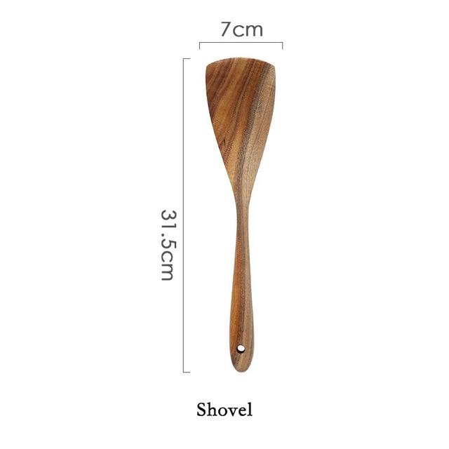 Shovel from the Modern Thailand Natural Teak Wood Utensils Set of 7
