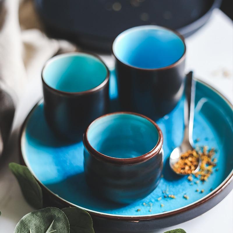 Rosmerta Bowls And Dishes Japan style porcelain with crackle glaze in vibrant blue, eco-friendly ceramic kitchenware