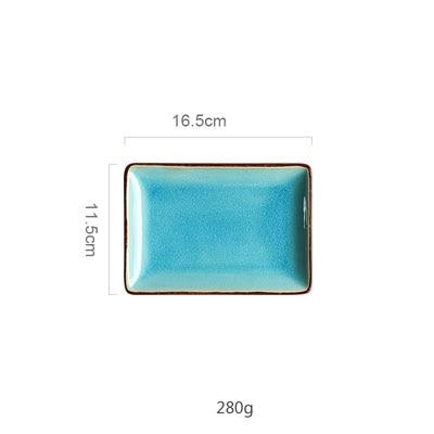 Rosmerta Bowls And Dishes - Japanese style blue porcelain plate with crackle glaze, eco-friendly certified.