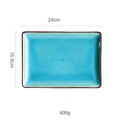 Rosmerta Bowls And Dishes - 24cm x 16.8cm porcelain ceramic dish with crackle glaze, eco-friendly and FDA certified.