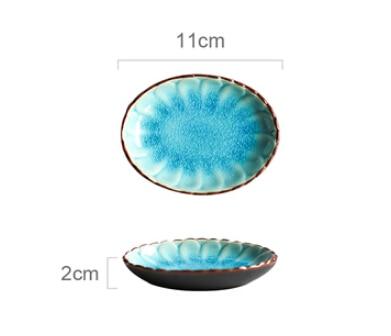 Rosmerta Bowls And Dishes featuring Japan style porcelain with crackle glaze in blue, eco-friendly, certified by FDA, EEC, LFGB, CIQ, CE, SGS.