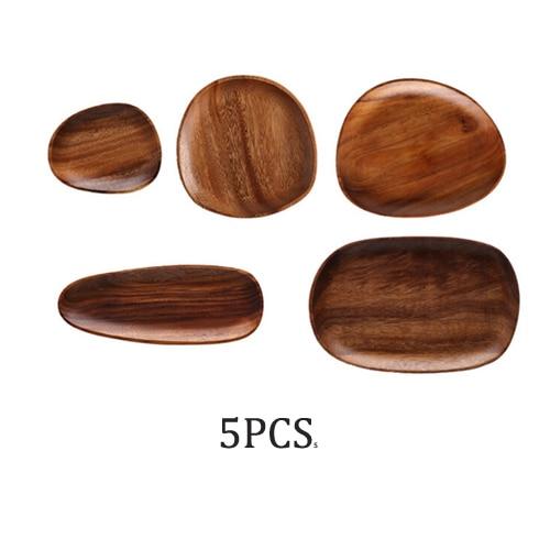 Mateo Oval Wood Board Set 5-Piece with handcrafted wooden boards for modern organic table serving.