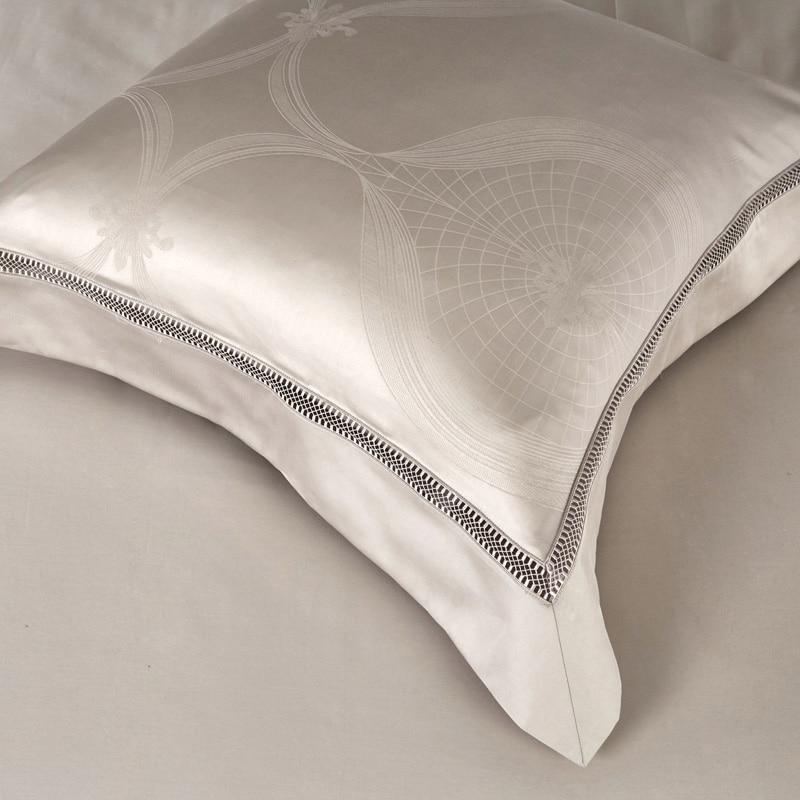 Light Taupe Lancelot Duvet Cover Set (Premium Egyptian Cotton) (Jacquard) pillow detail with luxurious design