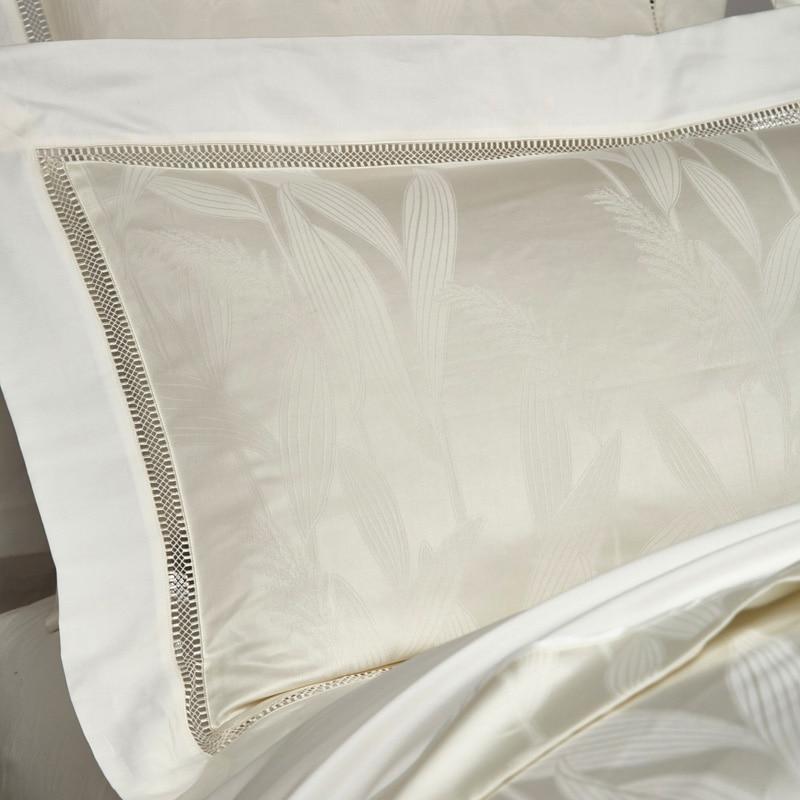 Warm White Lancelot Duvet Cover Set (Premium Egyptian Cotton) (Jacquard) featuring delicate white jacquard design for a luxurious look.