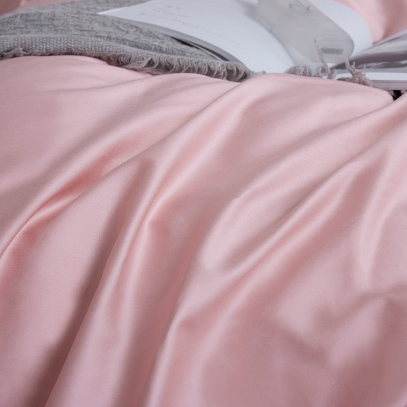 Flamingo Grace Silk Duvet Cover Set (Premium Egyptian Cotton) 600TC in pink, exquisite soft bedding for cozy nights.